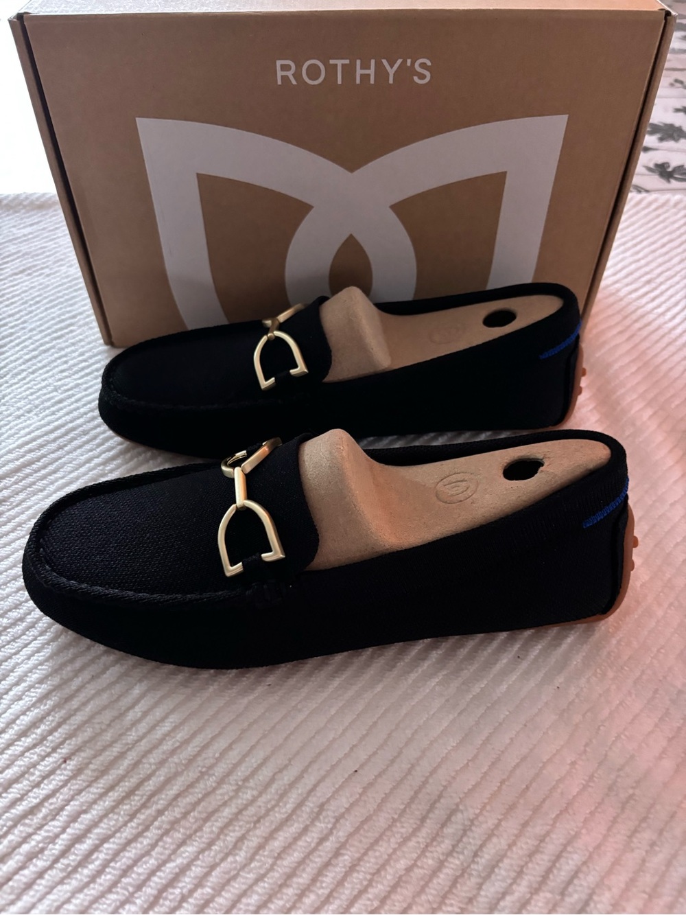 Rothy's Black Loafers with Gold - Picture 2 of 5